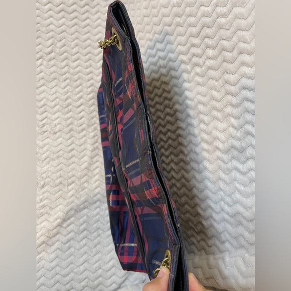 Coach Poppy Lurex Tartan Chain Slim Tote - Picture 11 of 12